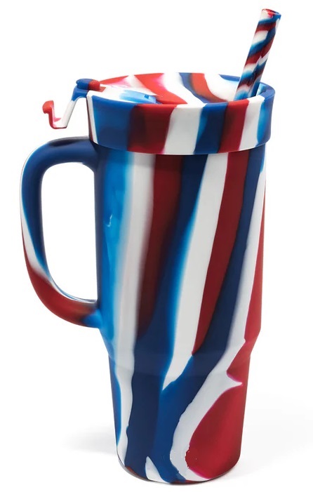 32 oz Patriotic Tumbler with Lid and Straw - SIlicone main image